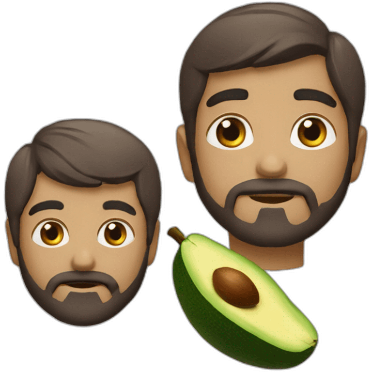 Chico con barba y auriculares, comiendo aguacate emoji