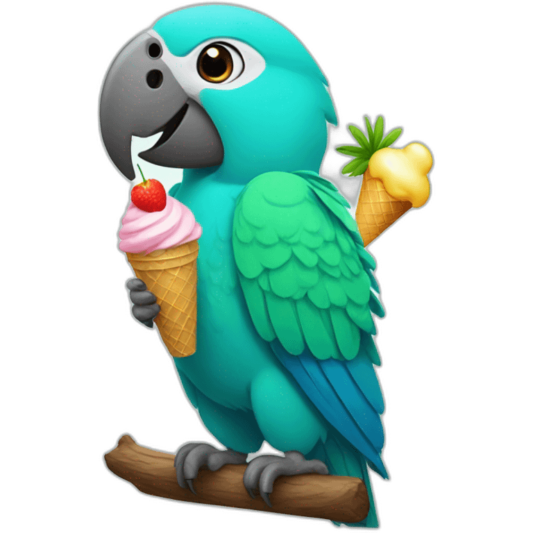 parrot eat ice cream  emoji