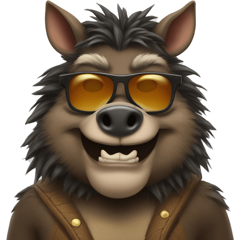 anthropomorphic, Smirking boar with sunglasses emoji