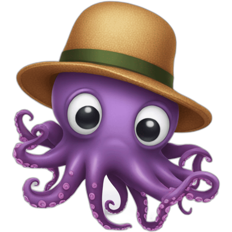 Octopus with a hat emoji