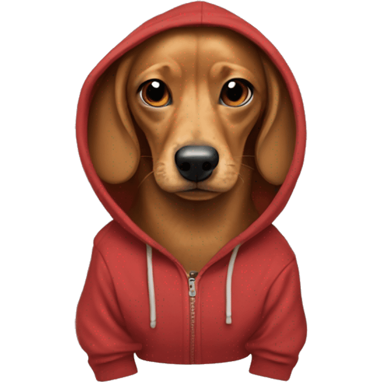 Chiwawah mixed with wiener dog wearing a hoodie  emoji