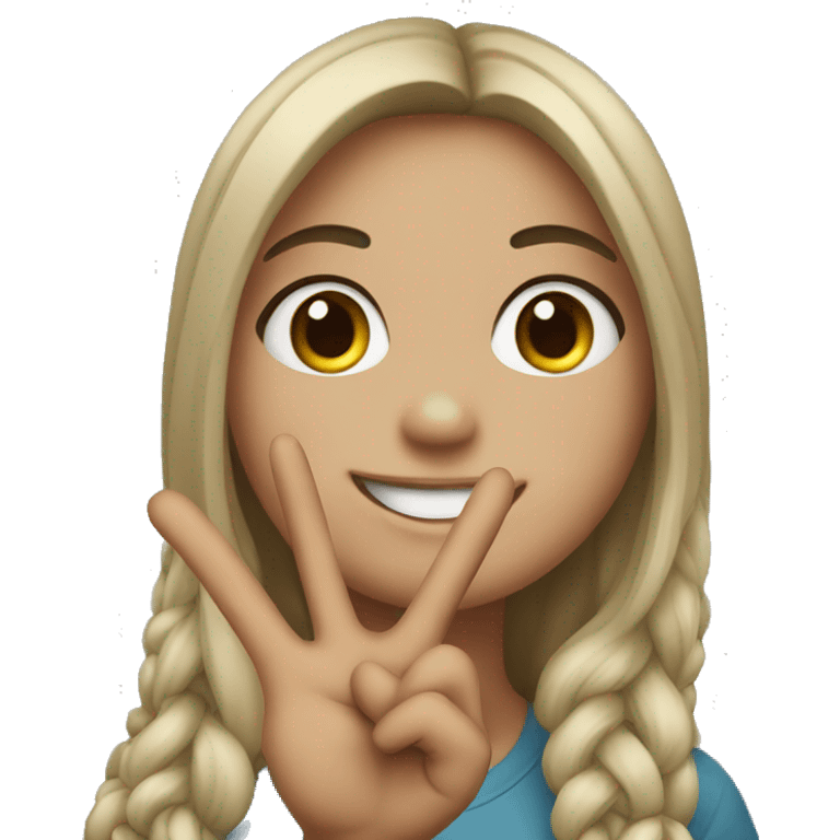 girl smiling with peace sign hand emoji