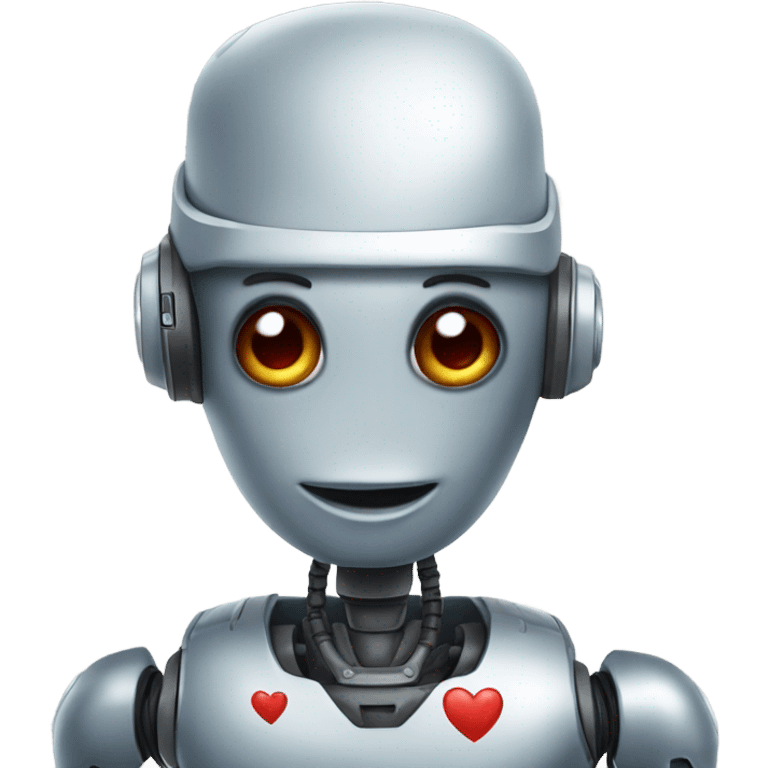 Un robot con ojos de corazón emoji