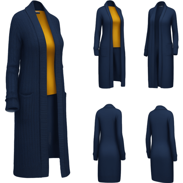 Realistic Isolated womens fashion navy blue open long cardigan sweater. emoji