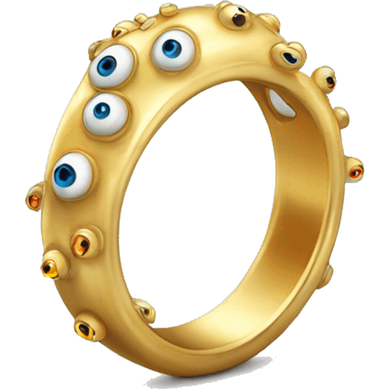 very thin gold ring studded with eyeballs emoji