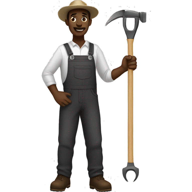 black and white farmer with tool in hand. emoji