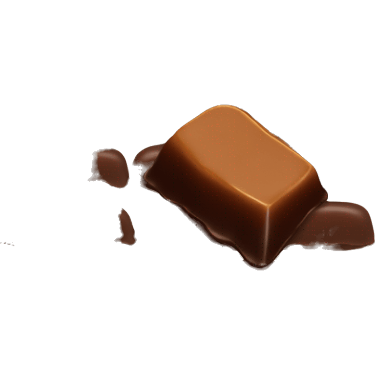 Piece of chocolate filled with caramel. We can see caramel from one side only emoji