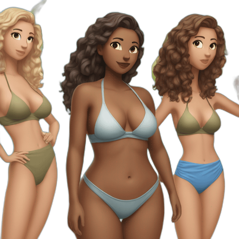 Slim-thicc Caucasian woman bikini hands on hips pose (beach body) emoji