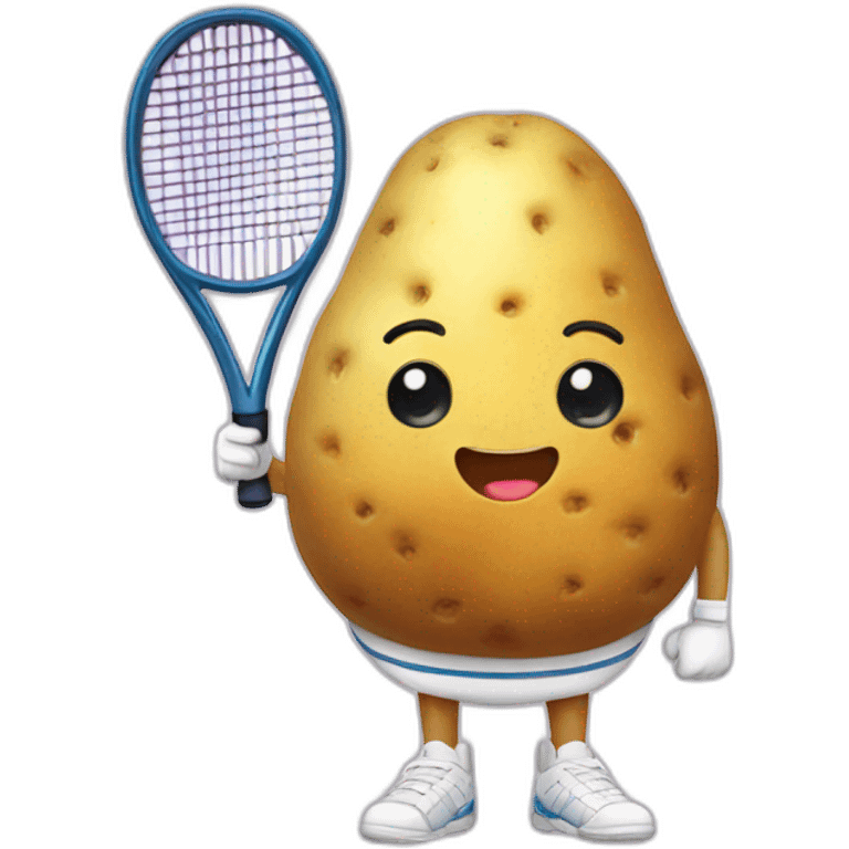 Kawaii potato in tennis uniform emoji