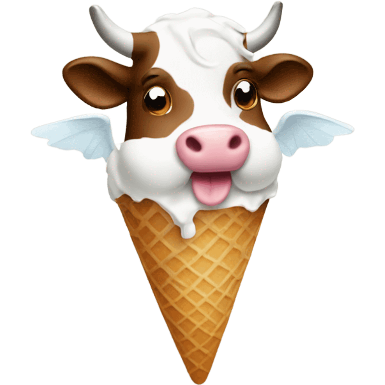 cow flying and eating ice cream emoji