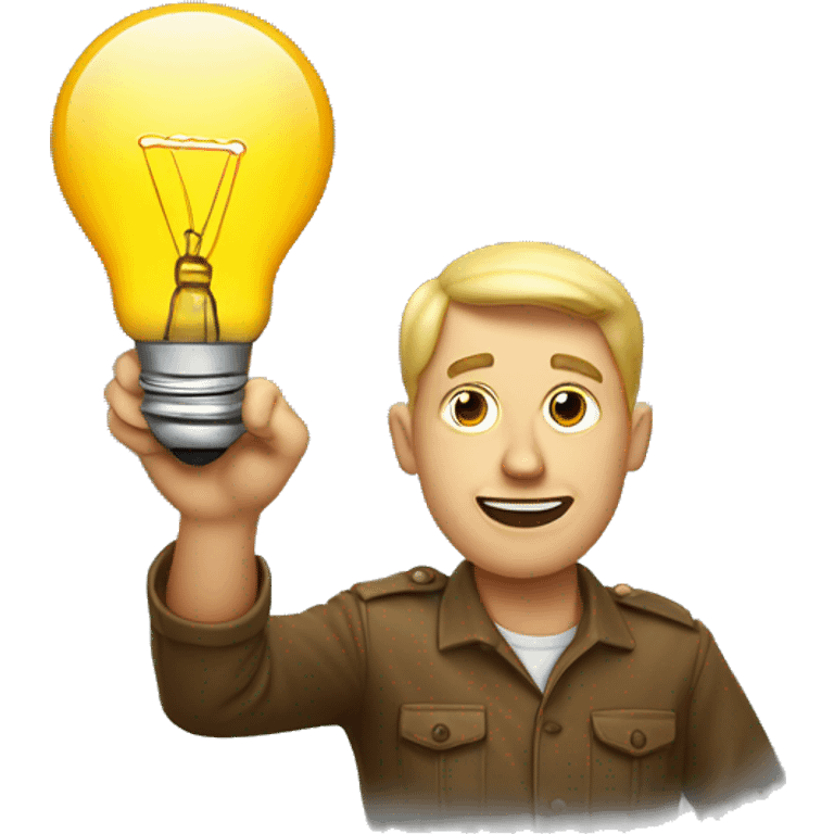 white man with light bulb near his head and raised index finger emoji