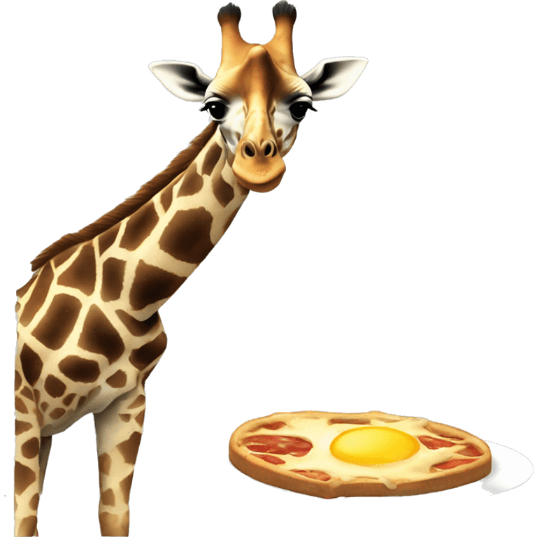 A giraffe eating breakfast ￼ emoji