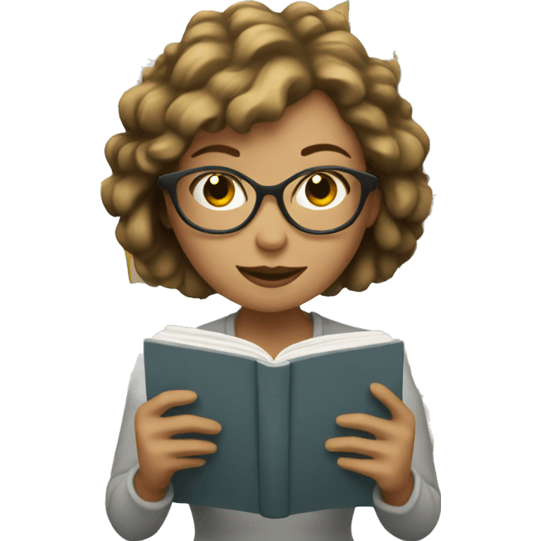 White woman reading book emoji