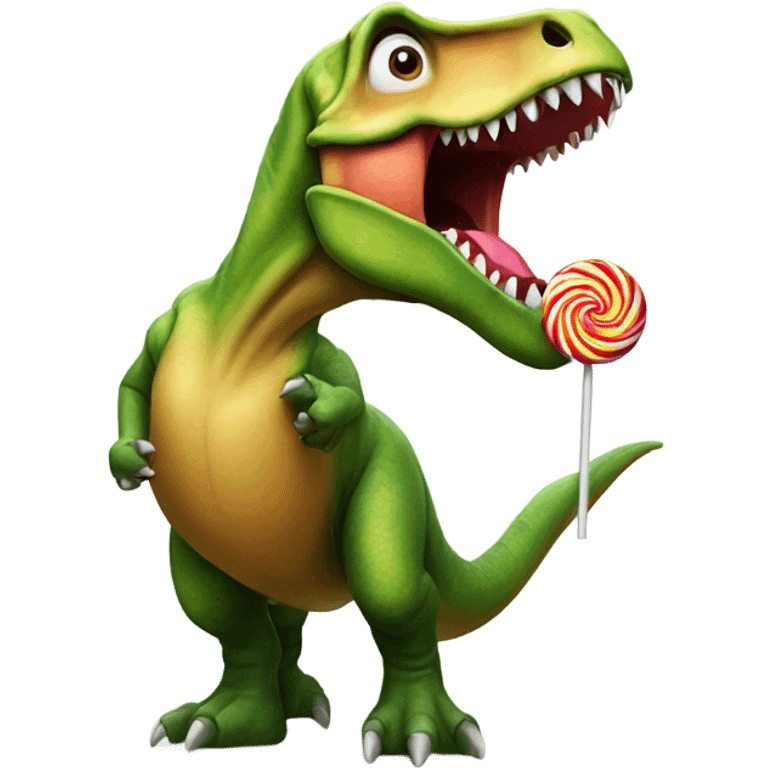 Dinosaur sucking a lollipop emoji