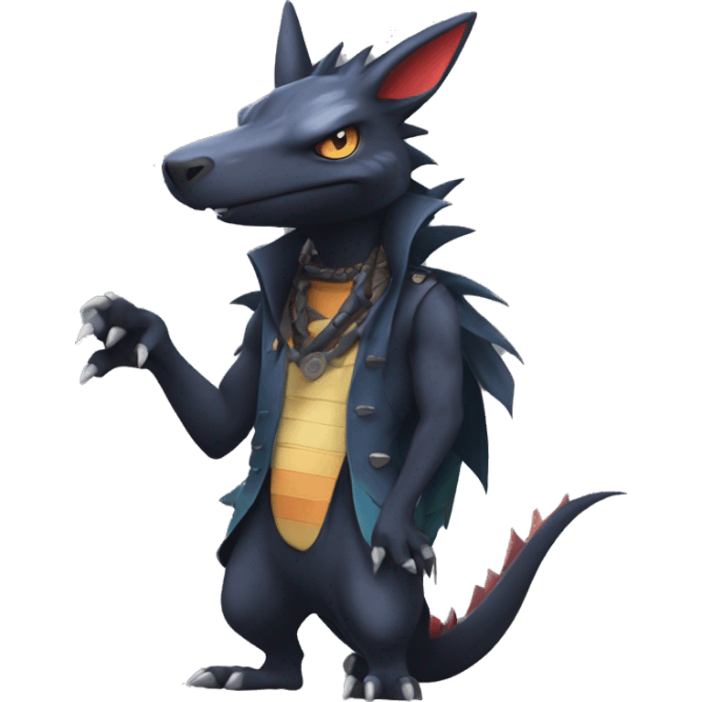 cool edgy modern colorful Dark-type nargacuga Pokémon full body emoji