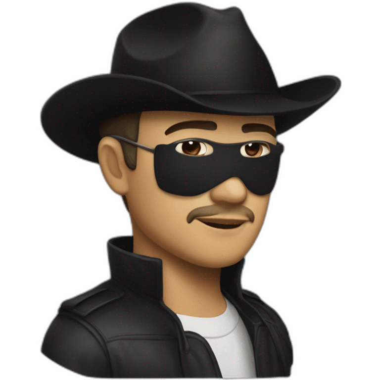 Johny ive wears a black mask and Indonesian independence hero hat emoji