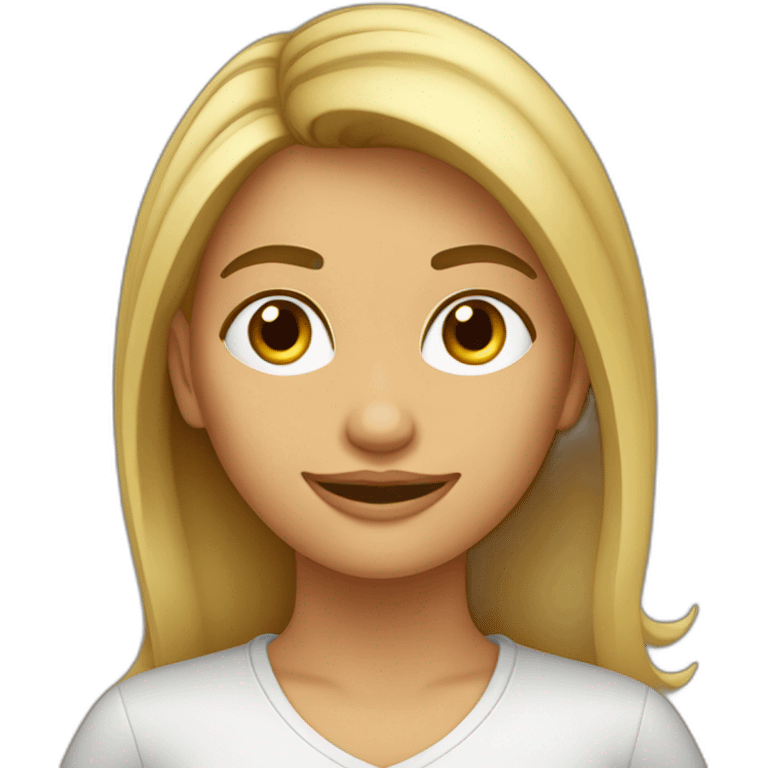 Mujer pelo castaño nariz grabde cara redonda emoji