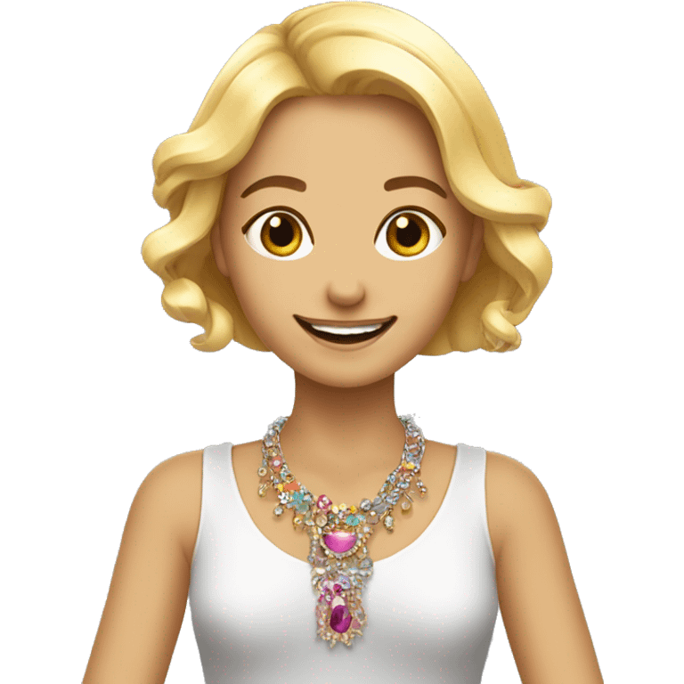 happy girl wearing statement necklace ai colour pic emoji