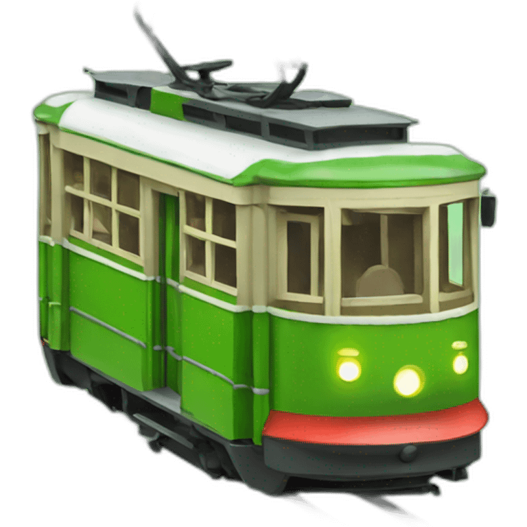 christmas light green tram emoji