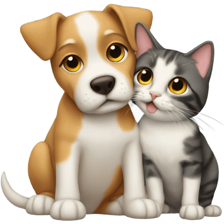 Dog kissing cat emoji