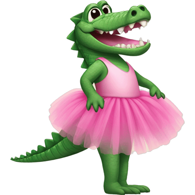 Crocodile wearing a pink tutu emoji