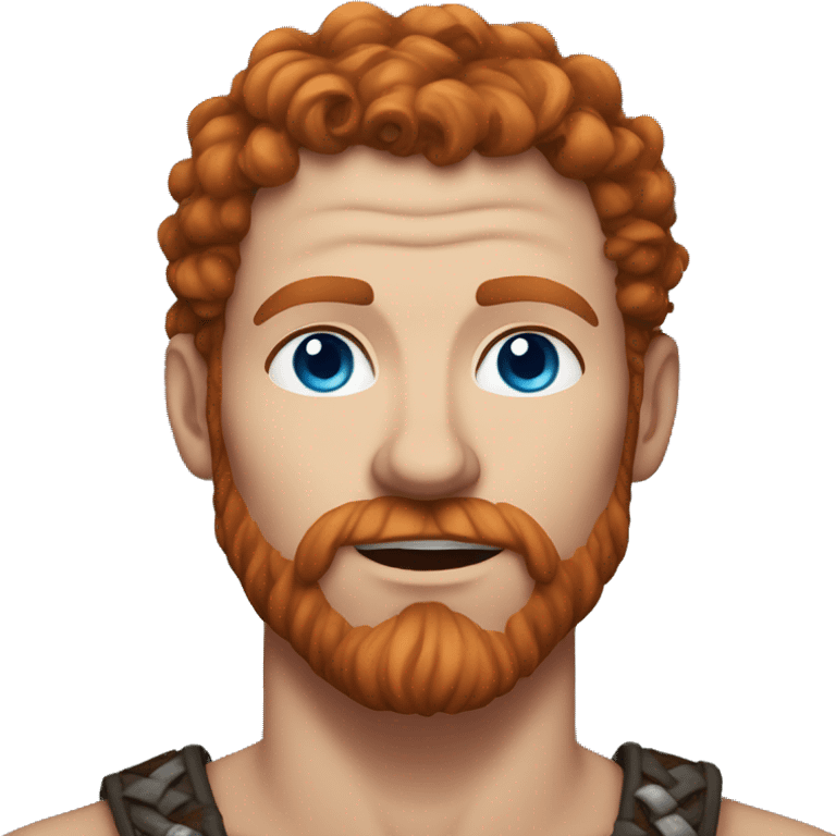 35 year old viking, male, curly red hair, blue eyes, pale emoji