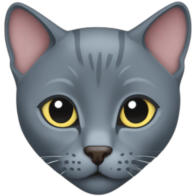 Russian blue cat with heart emoji