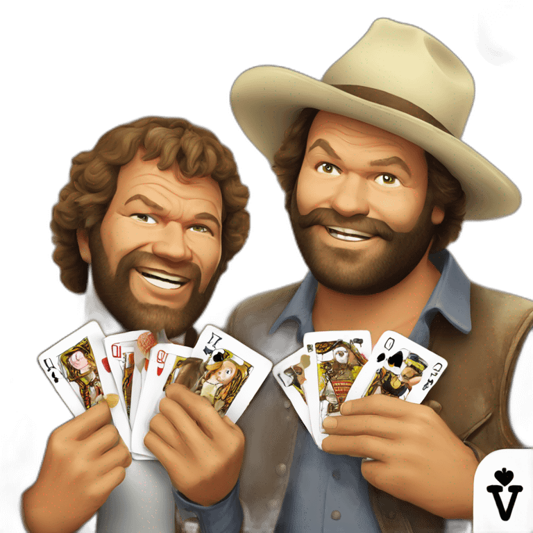 Terence hill playing cards with Bud Spencer emoji