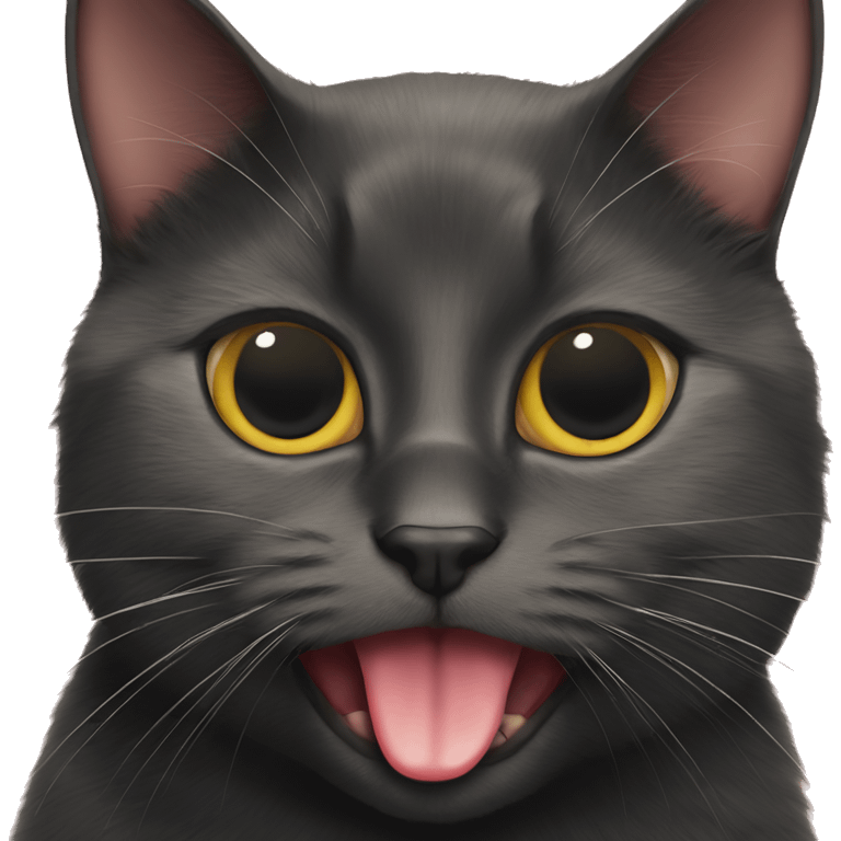 Black cat sticking tongue out  emoji