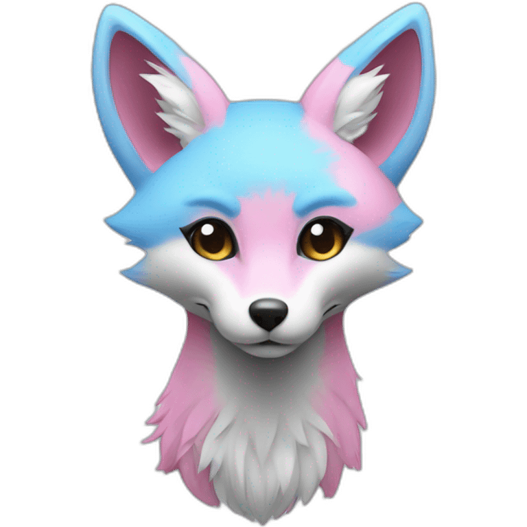 vertical half light blue vertical half pink fox emoji