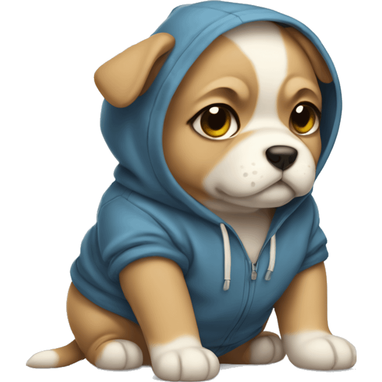 Cute chubby puppy wearing a hoodie  emoji