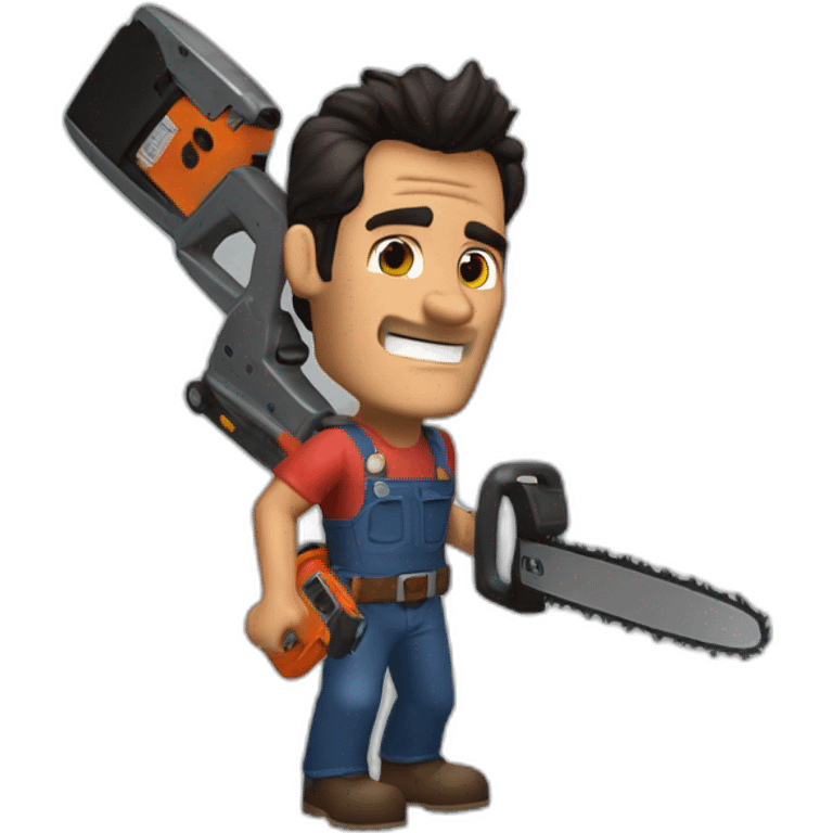 Ash Williams with a chainsaw hand emoji