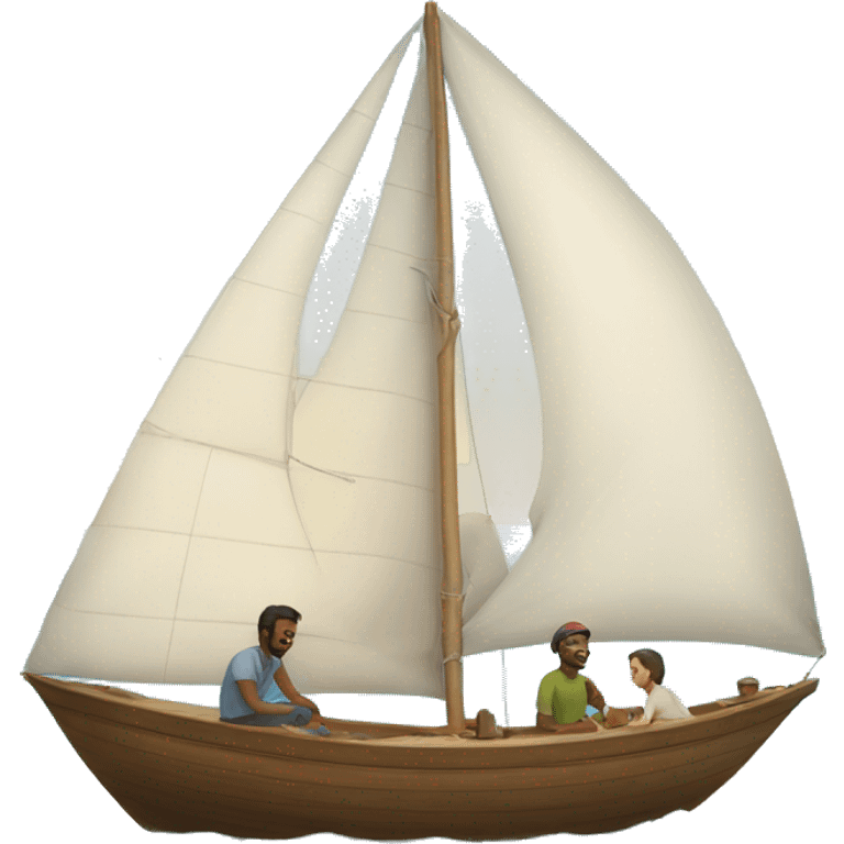 one sail boat with human emoji