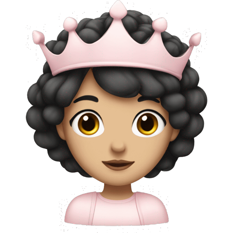 White and pastel pink crown in girl with black hair  emoji