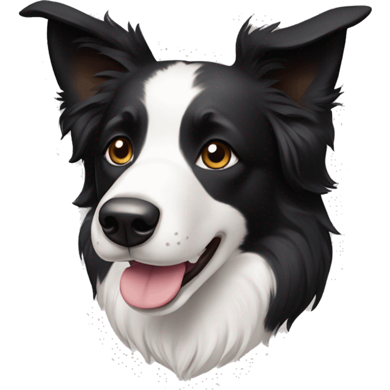 A cute Border Collie with black ears, only has black and white hair emoji