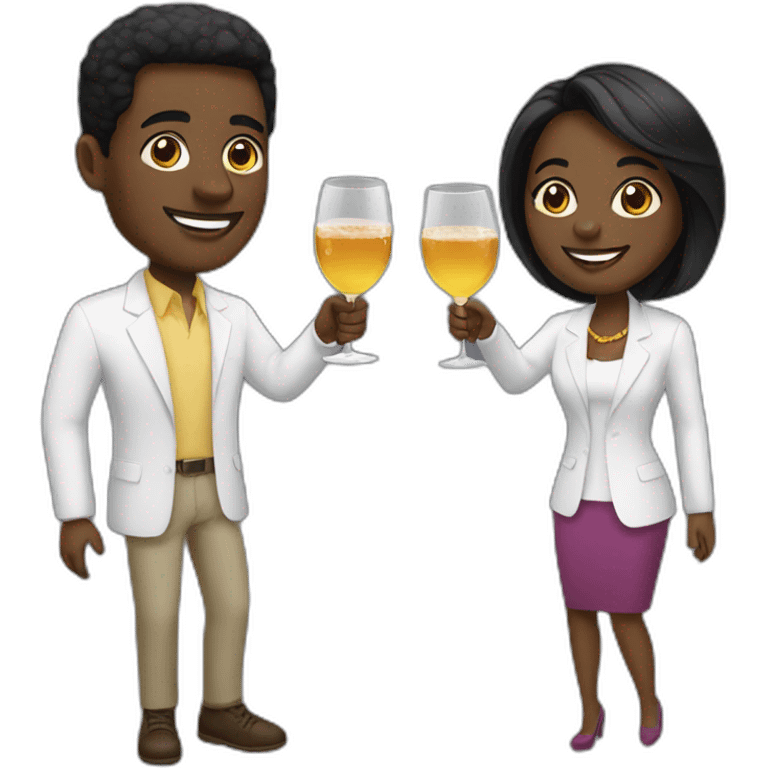 black couple toasting glasses emoji