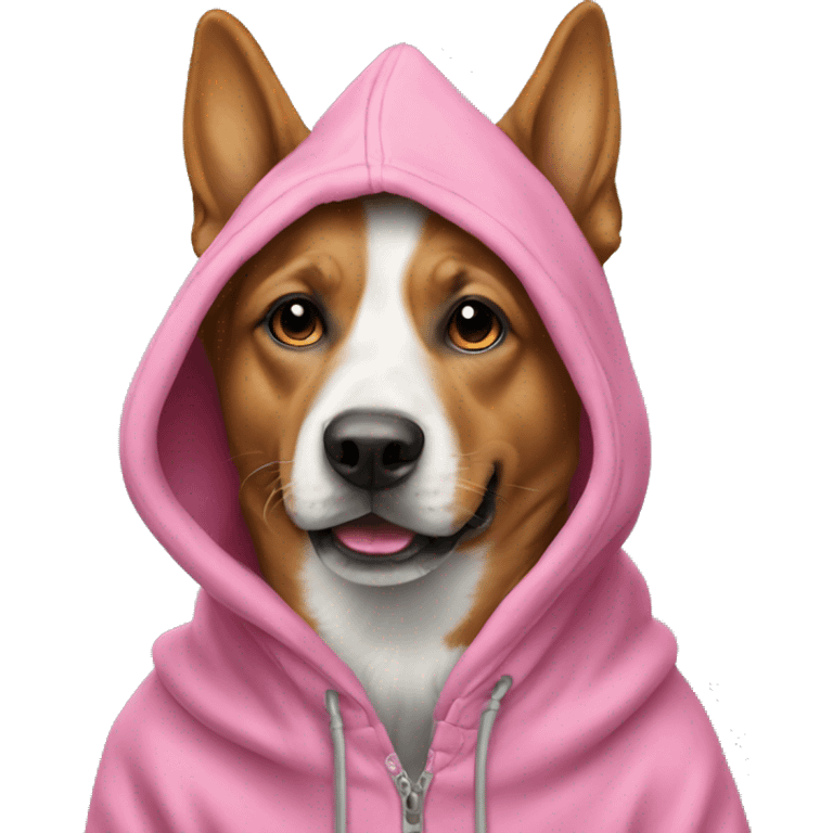 Pink hoodie on dog emoji