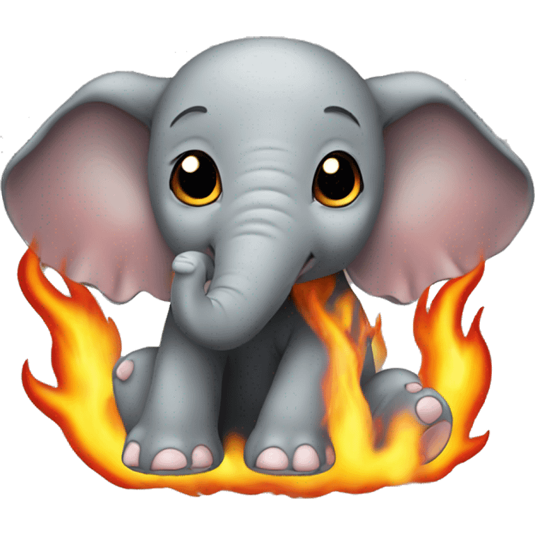 flaming baby elephant with no eyes emoji