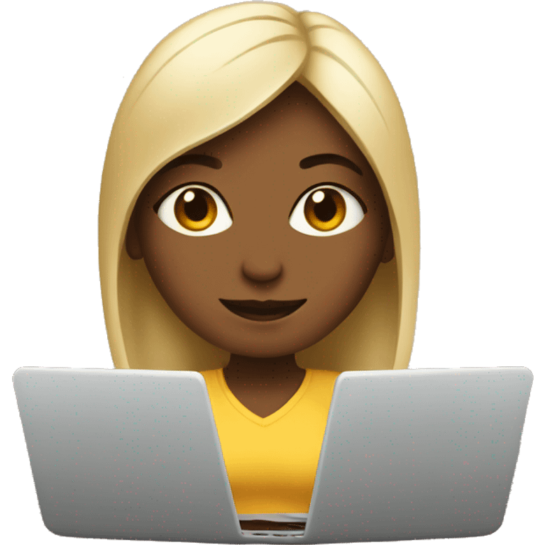 girl with a laptop and coffee emoji