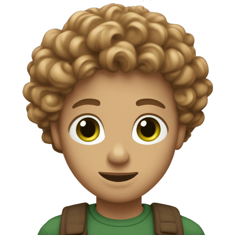 Human emoji with curly light brown hair, really dak skin ton and green eyes emoji