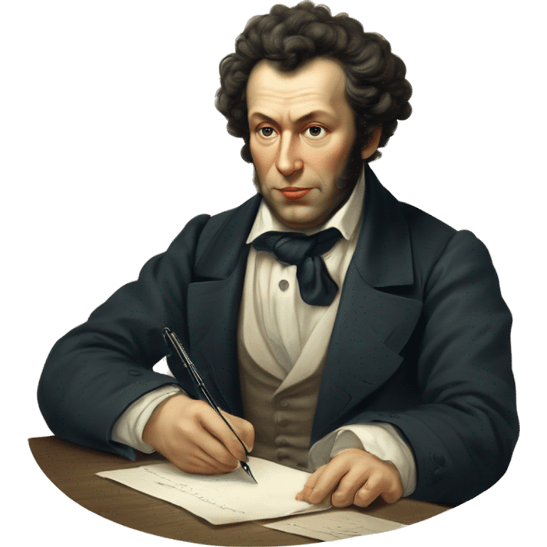 Alexander Sergeyevich Pushkin writes a letter with a pen emoji