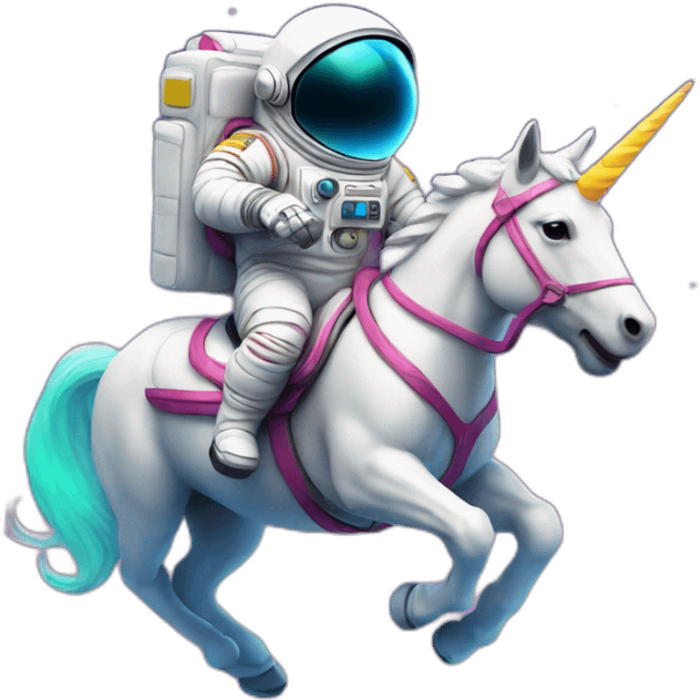 astronaut ridding neon unicorn emoji