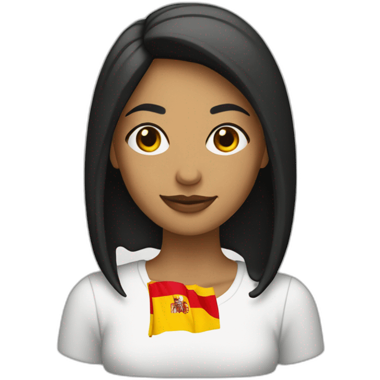 monica with a spanish flag behind emoji