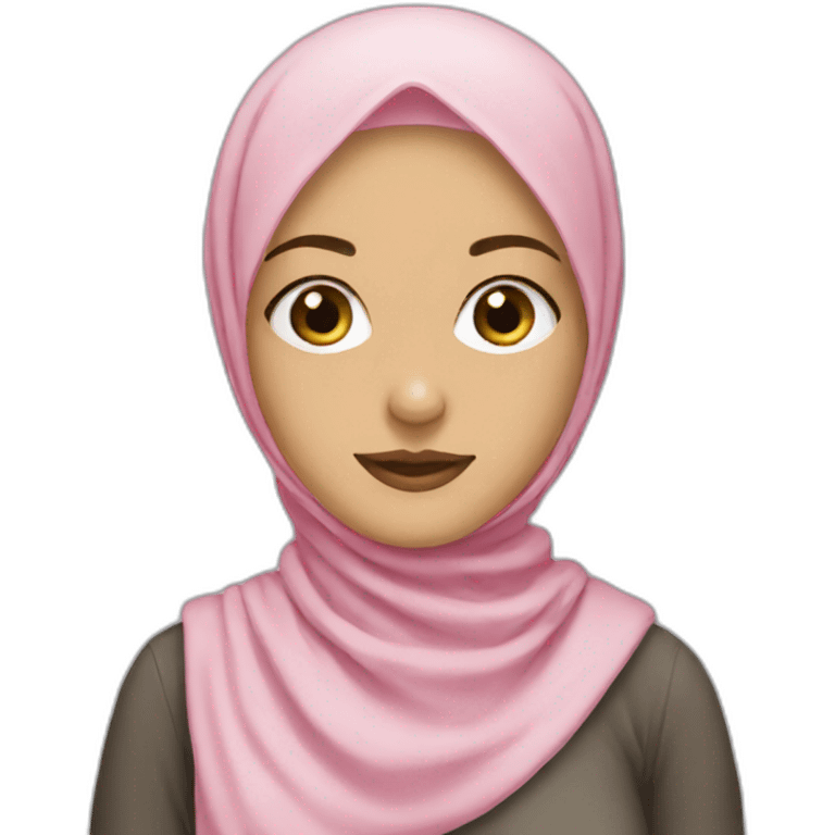 white muslim young woman pink hijab emoji