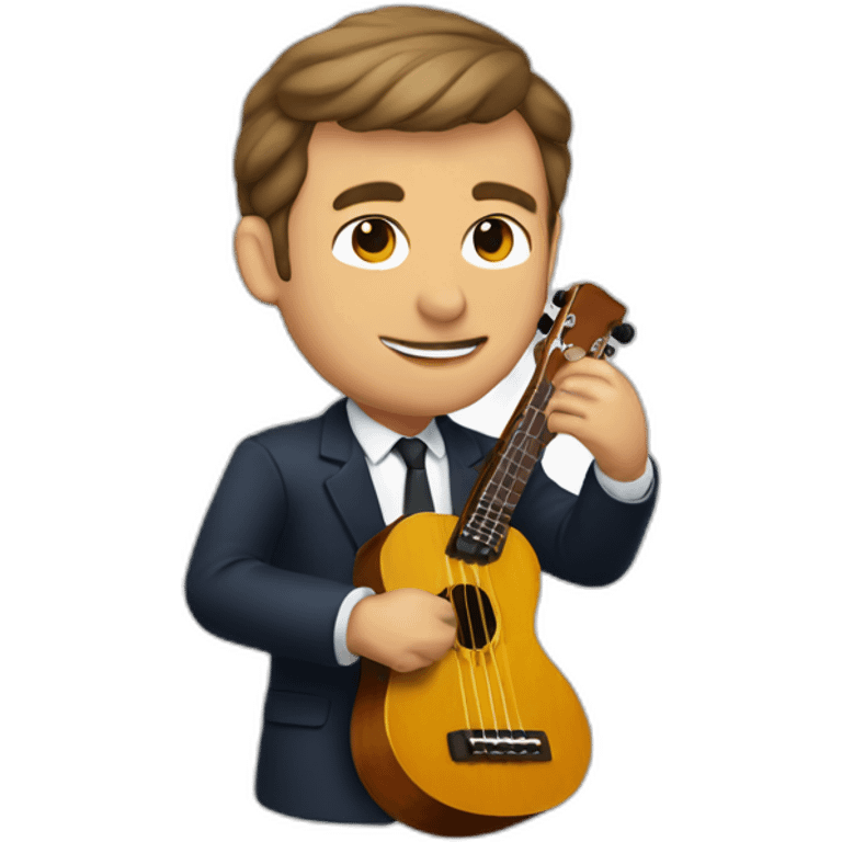 Macron playing ukulele emoji