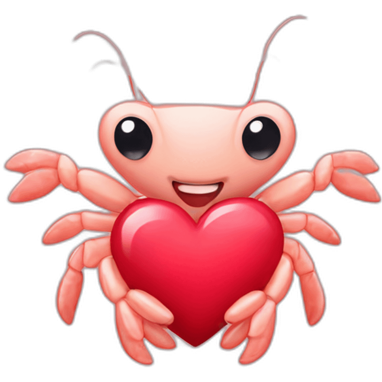 Shrimp with heart in hands emoji