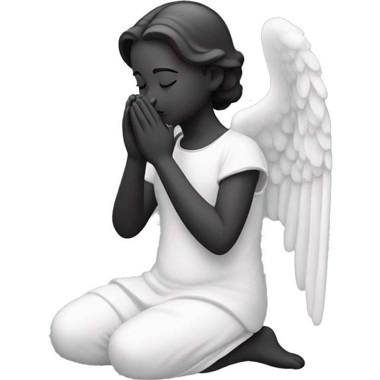 classic monochrome angel praying with closed eyes emoji