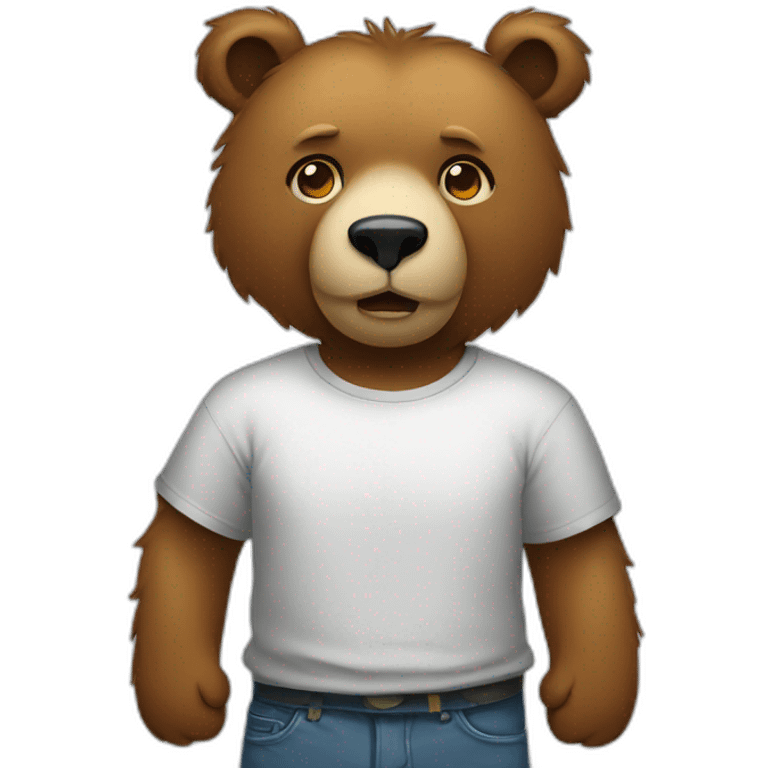 bear stand back wearing tshirt emoji