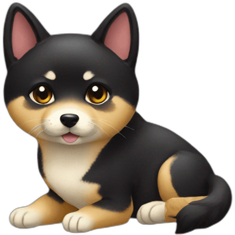 lovely shibainu & black cat emoji