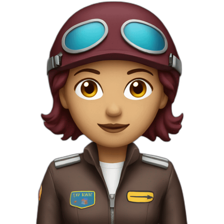 burgundy coloured female pilot emoji